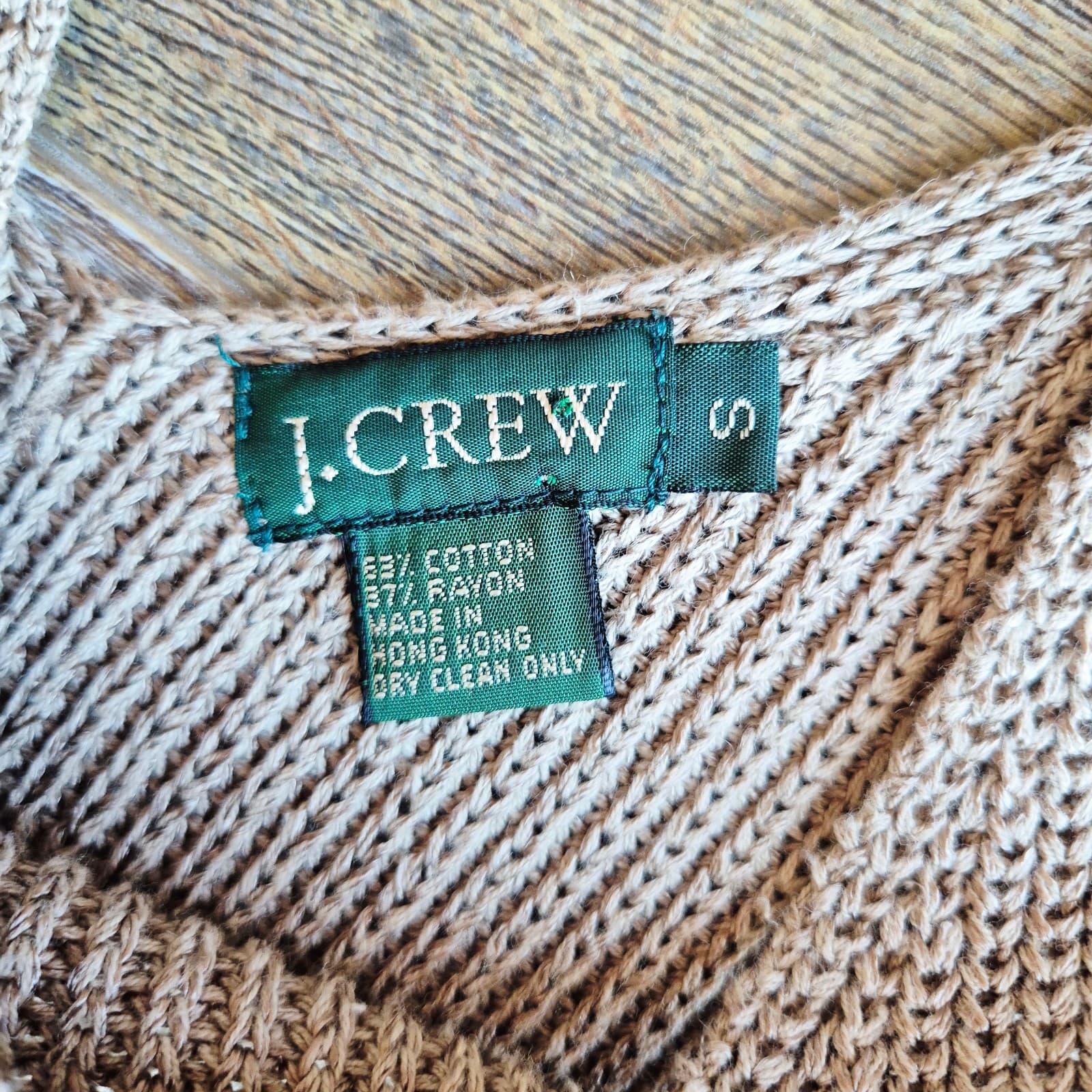 Vintage J.Crew Sculpted Rib Sleeveless Mini Sweater Dress V-Neck Khaki Women's S - Thumbnail 8