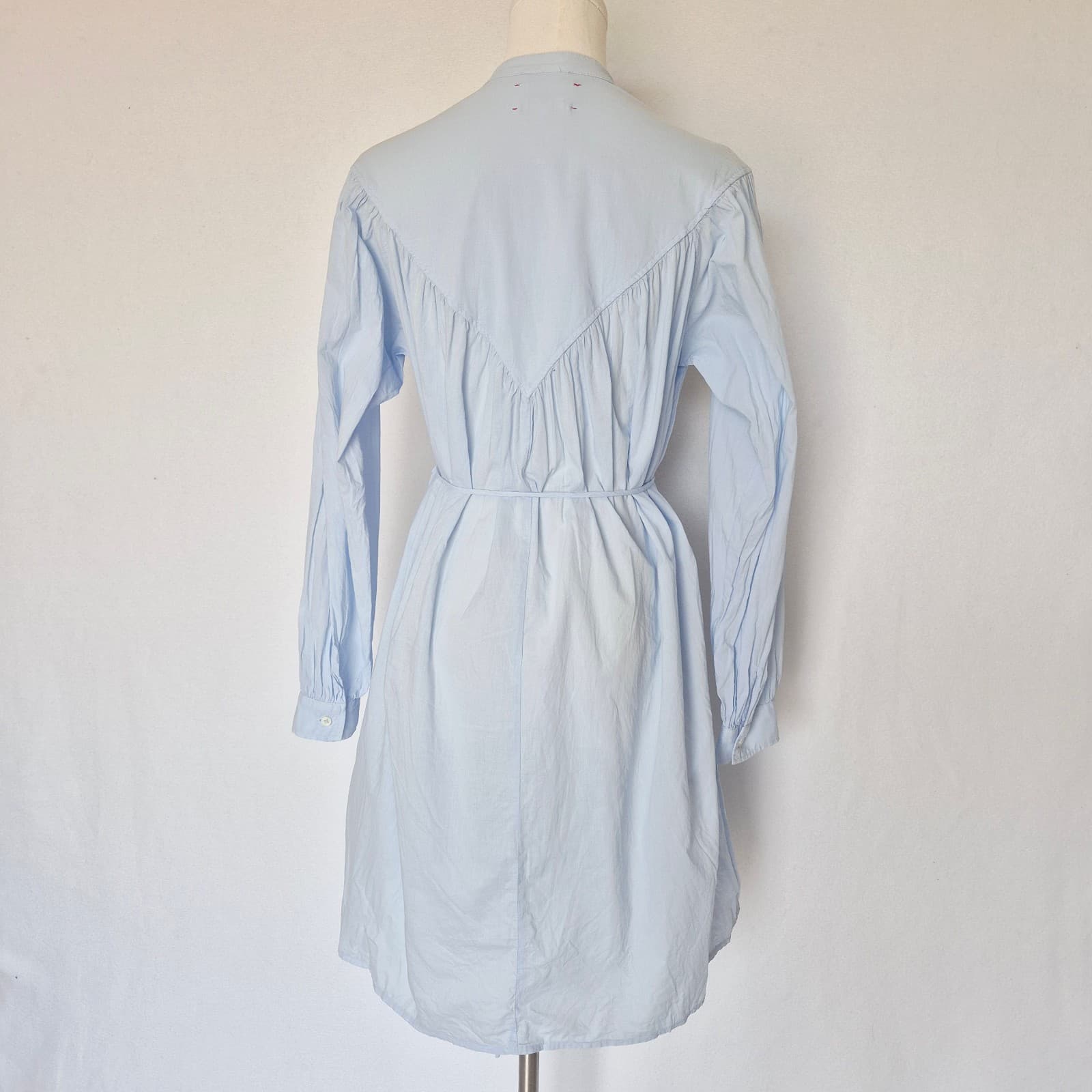 XIRENA Winne Shirt Dress Button Belt Long Sleeve Pocket Cotton Baby Blue Size XS - Thumbnail 10