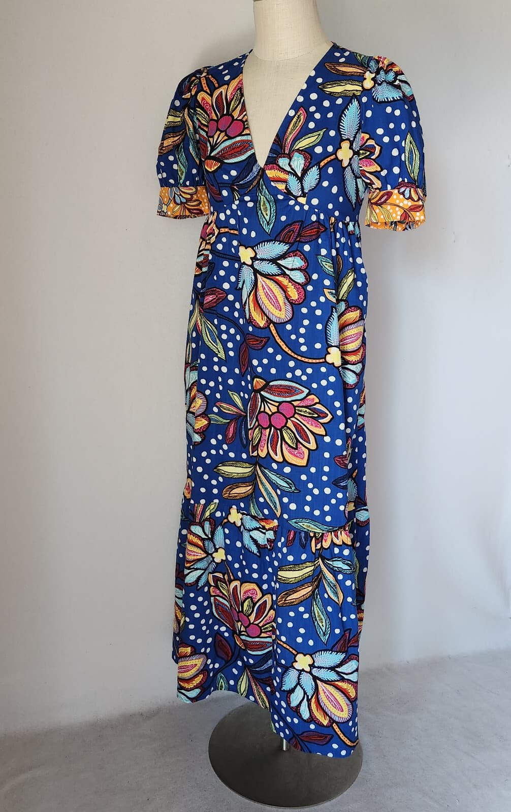 Tabitha Brown x Target Floral Puff Sleeve Maxi Muumuu Dress Pocket Cotton Sz.2 - Thumbnail 3