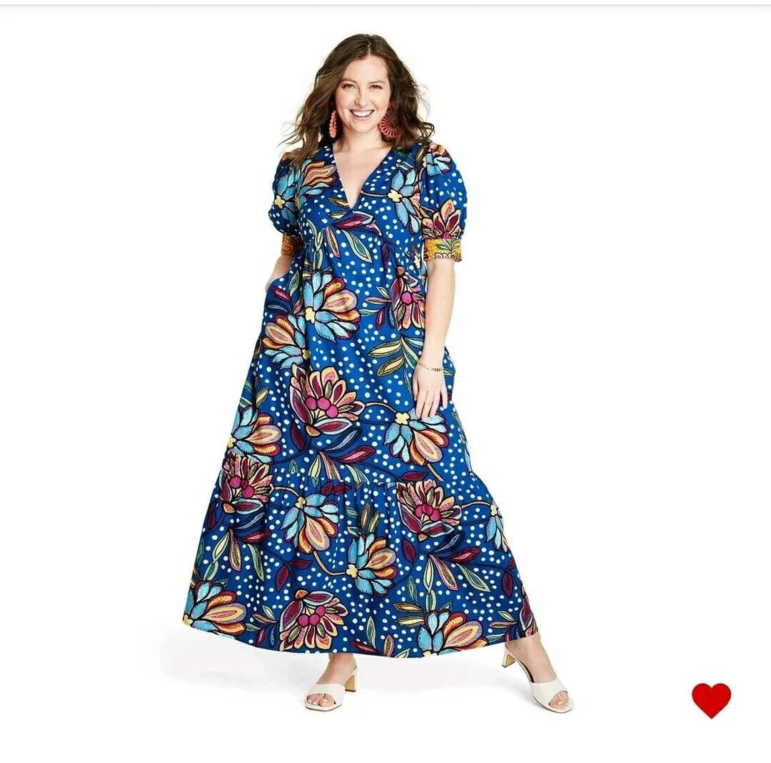 Tabitha Brown x Target Floral Puff Sleeve Maxi Muumuu Dress Pocket Cotton Sz.2 - Thumbnail 5