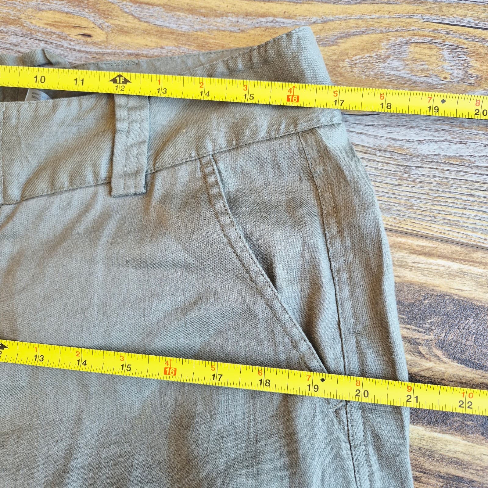 Alice & Olivia Base Linen Blend Cargo Tapered Cropped Pants Relaxed Green Sz.8 - Thumbnail 12