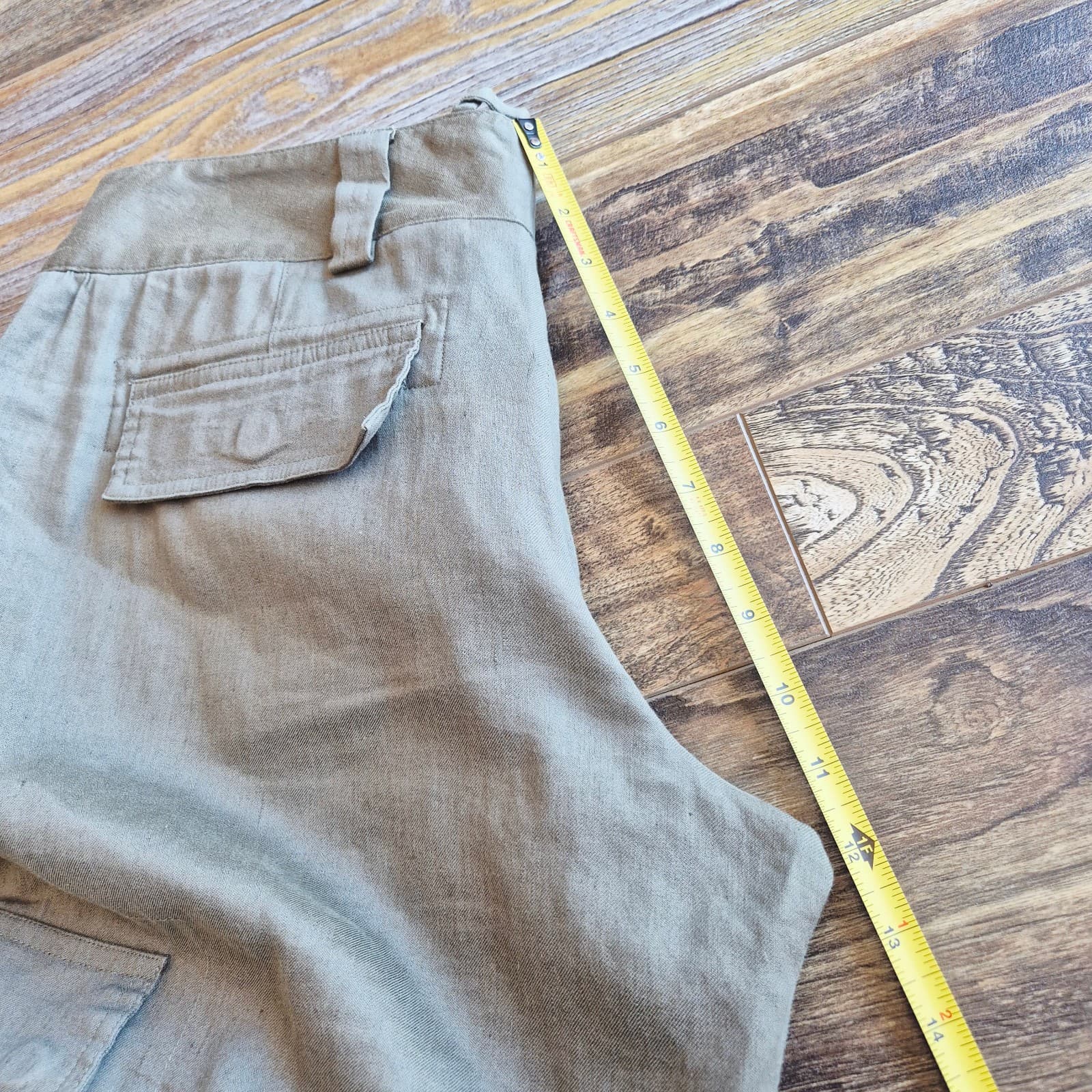 Alice & Olivia Base Linen Blend Cargo Tapered Cropped Pants Relaxed Green Sz.8 - Thumbnail 14
