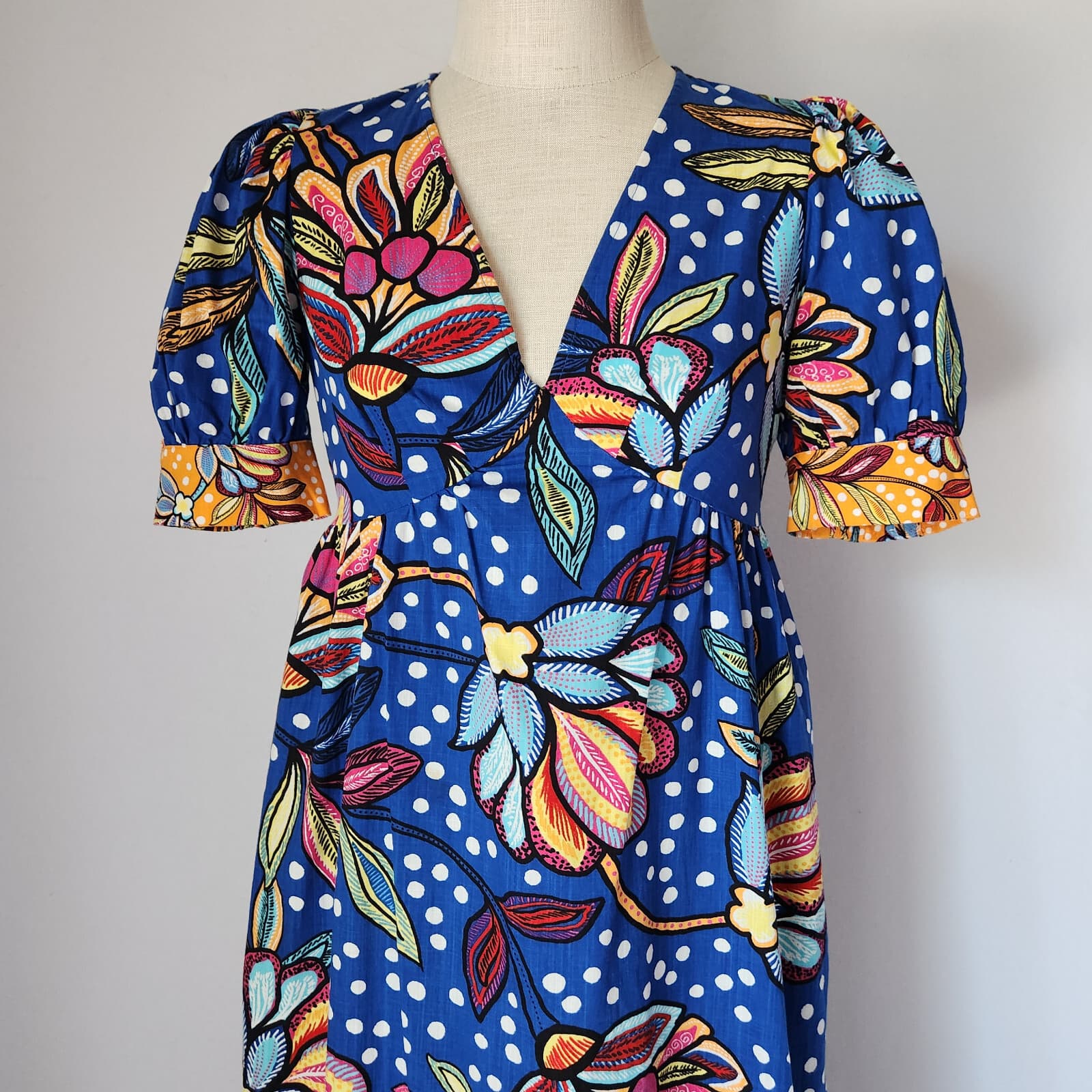 Tabitha Brown x Target Floral Puff Sleeve Maxi Muumuu Dress Pocket Cotton Sz.2 - Thumbnail 6