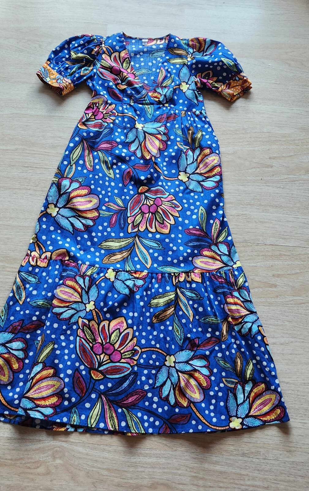 Tabitha Brown x Target Floral Puff Sleeve Maxi Muumuu Dress Pocket Cotton Sz.2 - Thumbnail 9