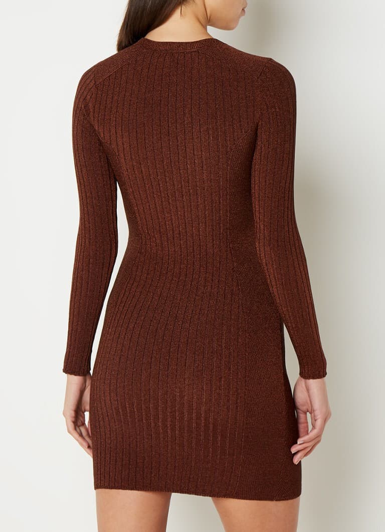 Ted Baker London Nichola Bodycon Ripped Knit Mini Dress Metallic Brown Women's 2 - Thumbnail 7