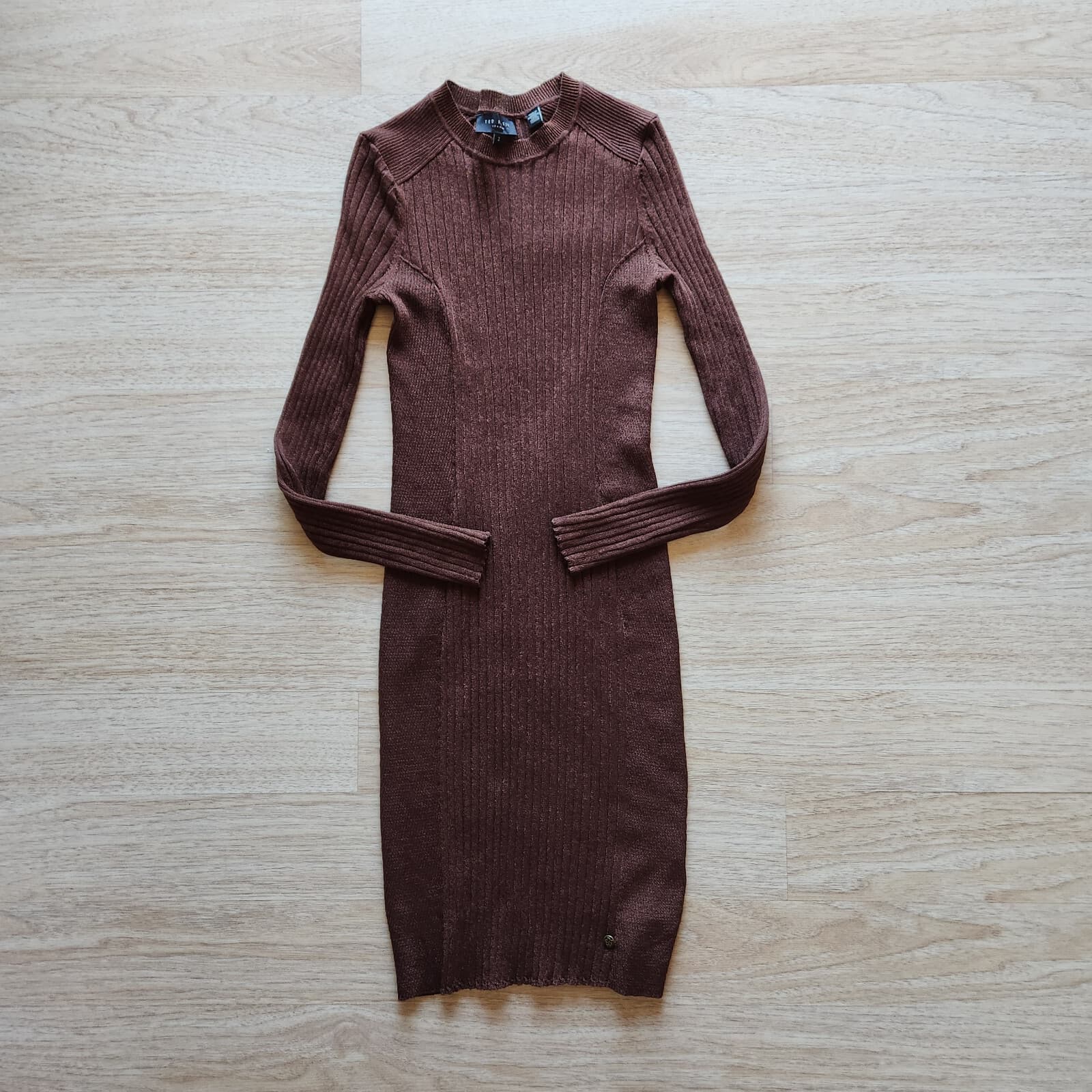 Ted Baker London Nichola Bodycon Ripped Knit Mini Dress Metallic Brown Women's 2 - Thumbnail 11