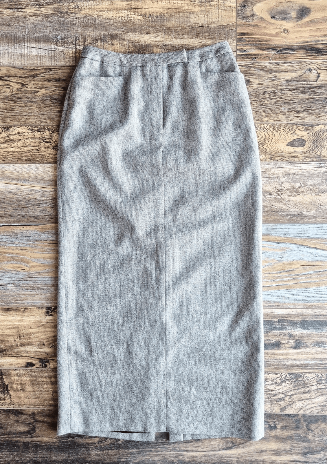Vintage Lauren Ralph Lauren Tweed Wool Midi Pencil Skirt Front-Zip Brown Size 8P - Thumbnail 3
