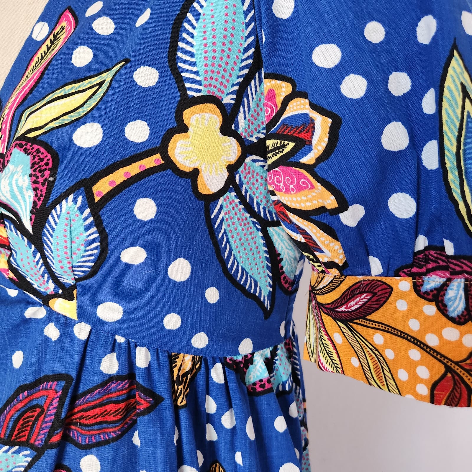 Tabitha Brown x Target Floral Puff Sleeve Maxi Muumuu Dress Pocket Cotton Sz.2 - Thumbnail 7