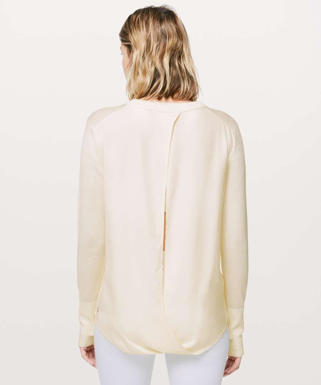 Lululemon Still At Ease Cashmere Blend Sweater Angel Wings Back Yoga Ivory Sz.6 - Thumbnail 7