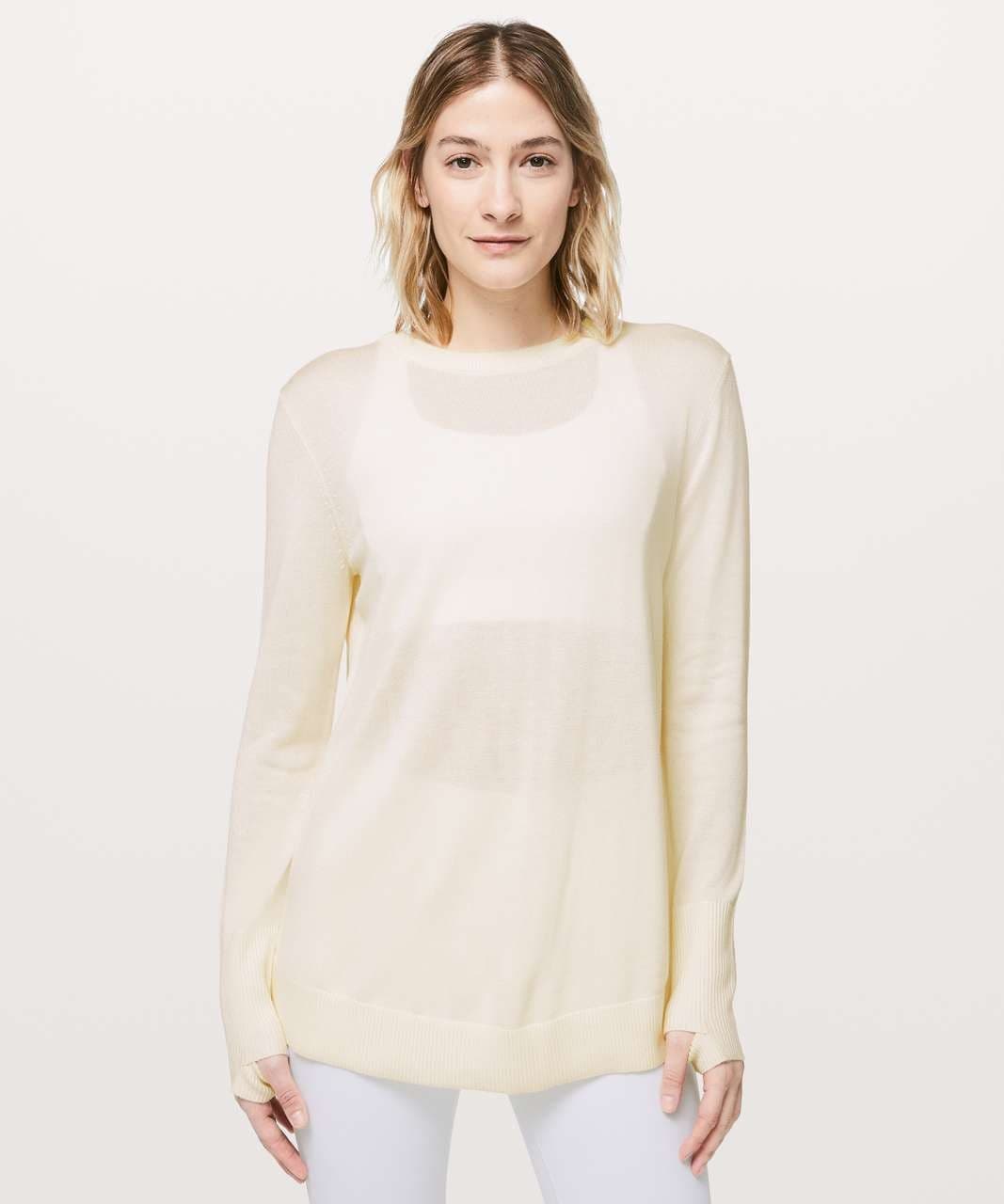 Lululemon Still At Ease Cashmere Blend Sweater Angel Wings Back Yoga Ivory Sz.6 - Thumbnail 2