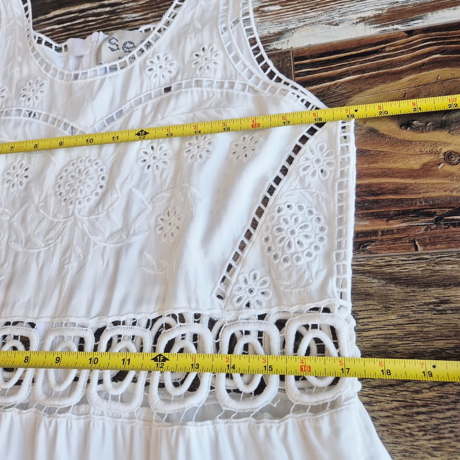 Sea New York Lace Broderie Anglaise Mini Dress Sleeveless White Tencel Womens 10 - Thumbnail 12