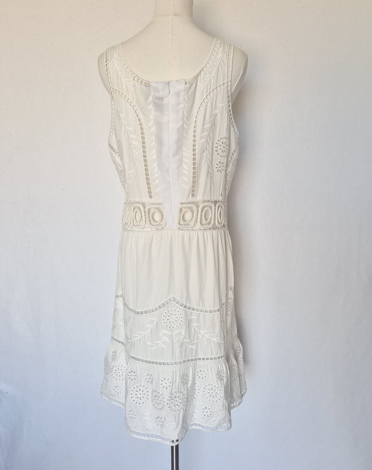 Sea New York Lace Broderie Anglaise Mini Dress Sleeveless White Tencel Womens 10 - Thumbnail 8