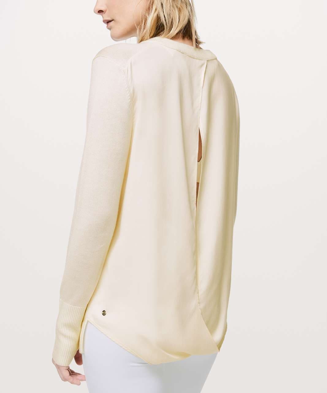 Lululemon Still At Ease Cashmere Blend Sweater Angel Wings Back Yoga Ivory Sz.6 - Thumbnail 6