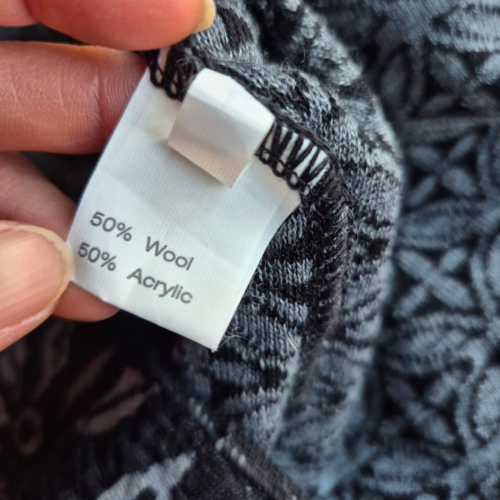 LO.RI. Made in Italy Wool Blend Fair Isle Ruffle Longline Cardigan Dress Women L - Thumbnail 13