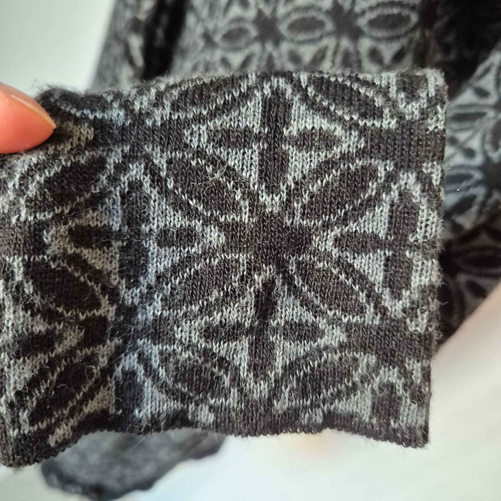 LO.RI. Made in Italy Wool Blend Fair Isle Ruffle Longline Cardigan Dress Women L - Thumbnail 9