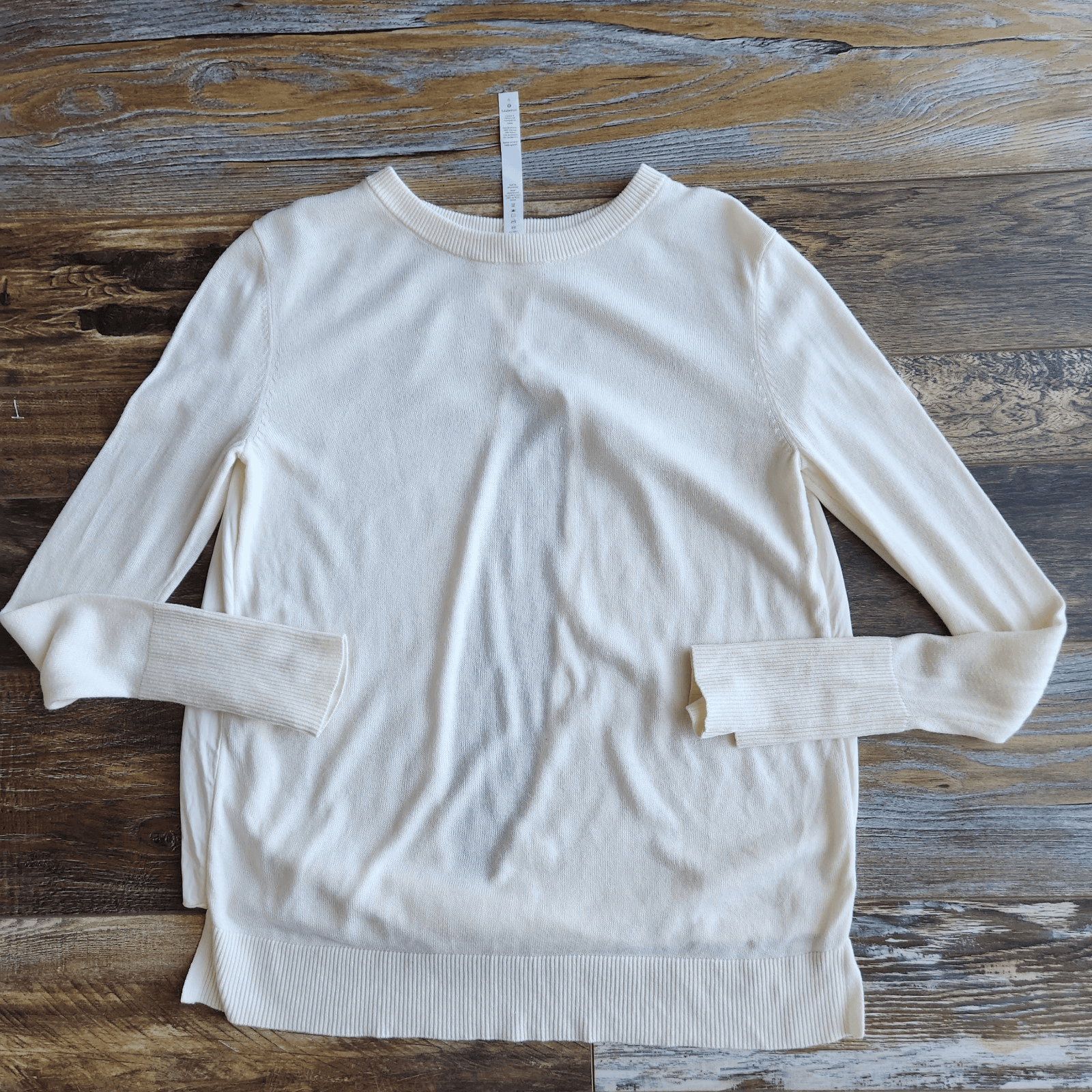 Lululemon Still At Ease Cashmere Blend Sweater Angel Wings Back Yoga Ivory Sz.6 - Thumbnail 11
