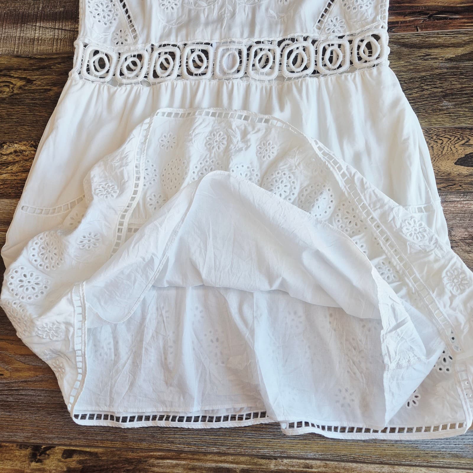 Sea New York Lace Broderie Anglaise Mini Dress Sleeveless White Tencel Womens 10 - Thumbnail 9