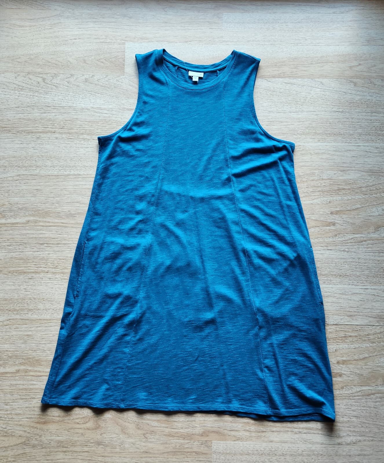 NWot J.Jill Modal Cotton Tunic Midi Tank-Dress Sleeveless Pocket Blue Women XL - Thumbnail 5