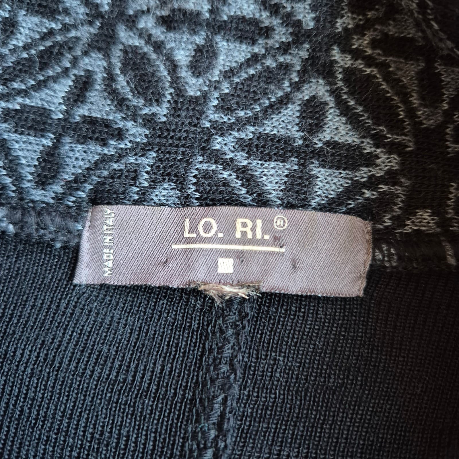 LO.RI. Made in Italy Wool Blend Fair Isle Ruffle Longline Cardigan Dress Women L - Thumbnail 11