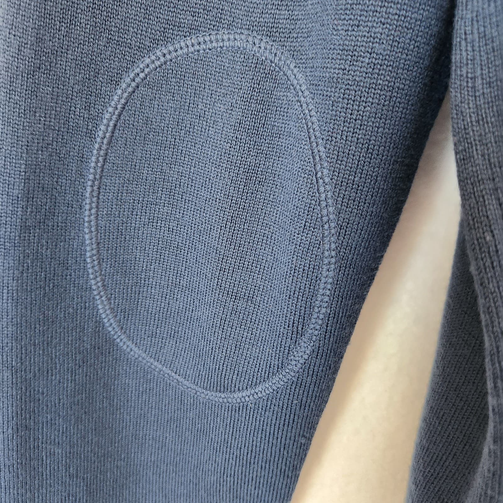 Banana Republic Extra Fine Italian Merino Crew Sweater Elbow Patch Blue Men's L - Thumbnail 5