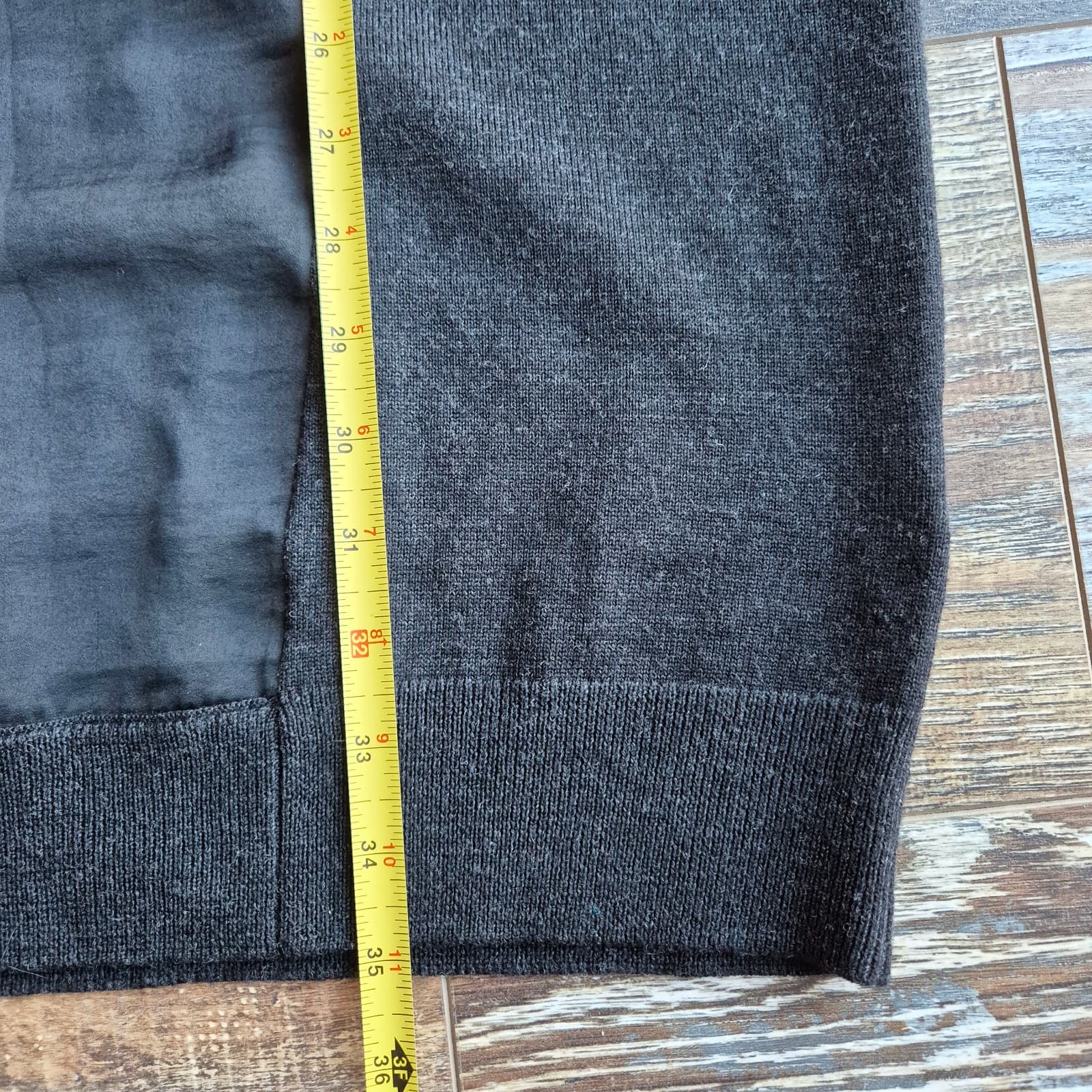 All Saints Elwar Panel Merino Wool Mini Jumper Sweater Dress V-Neck Black Sz.L - Thumbnail 14