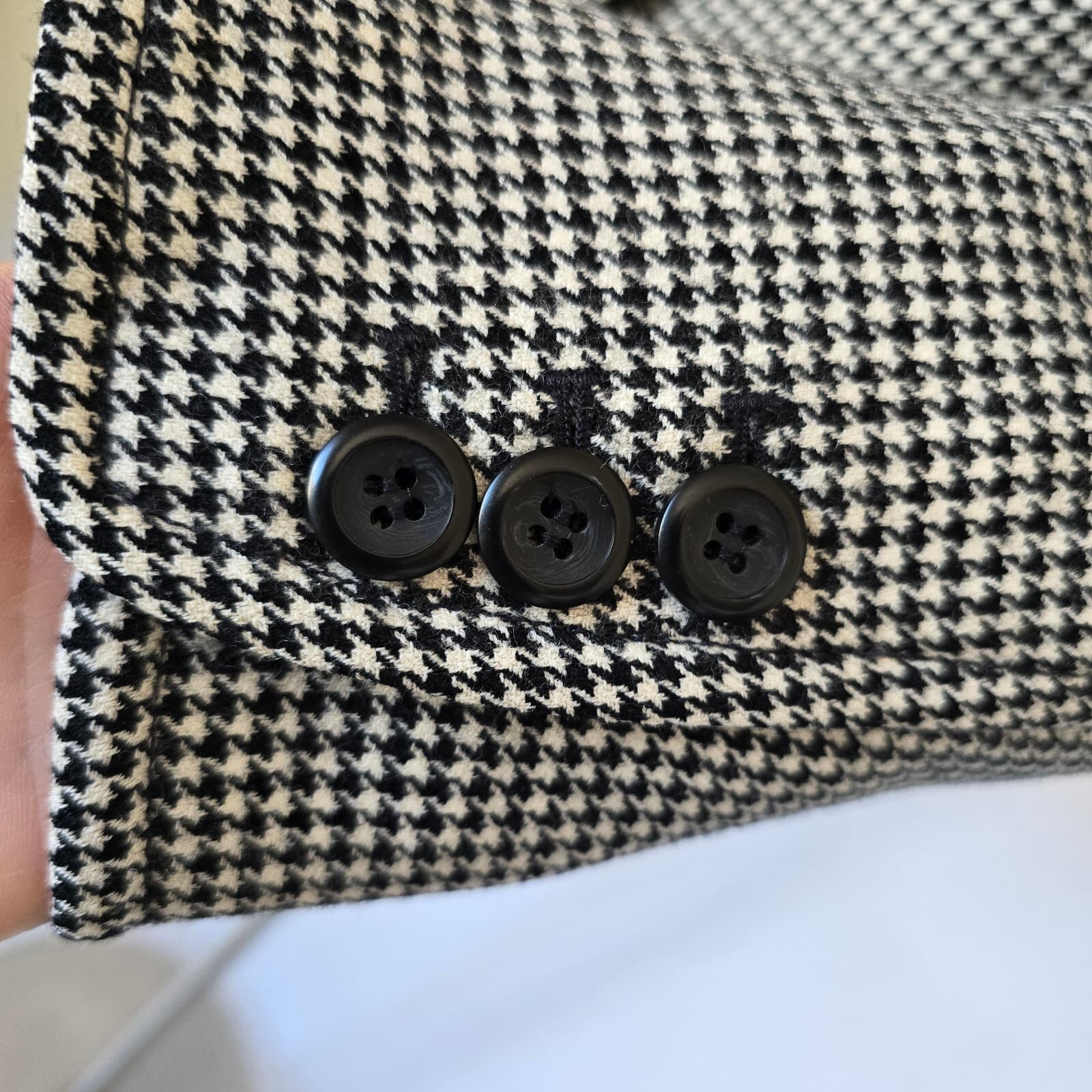 Vintage Pendleton 100% Wool Houndstooth Blazer 2-Button Black White Women's 4 - Thumbnail 4
