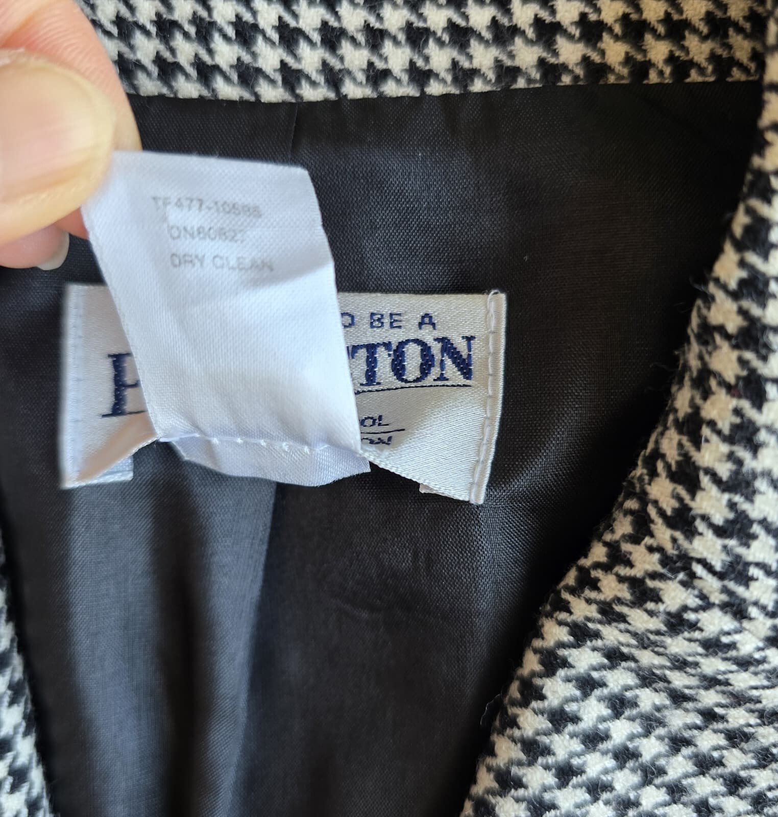 Vintage Pendleton 100% Wool Houndstooth Blazer 2-Button Black White Women's 4 - Thumbnail 8