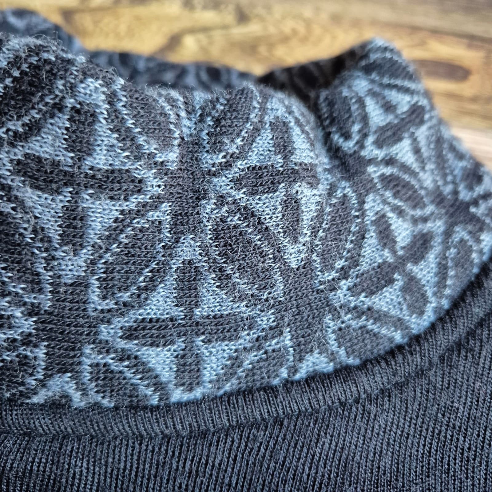 LO.RI. Made in Italy Wool Blend Fair Isle Ruffle Longline Cardigan Dress Women L - Thumbnail 8