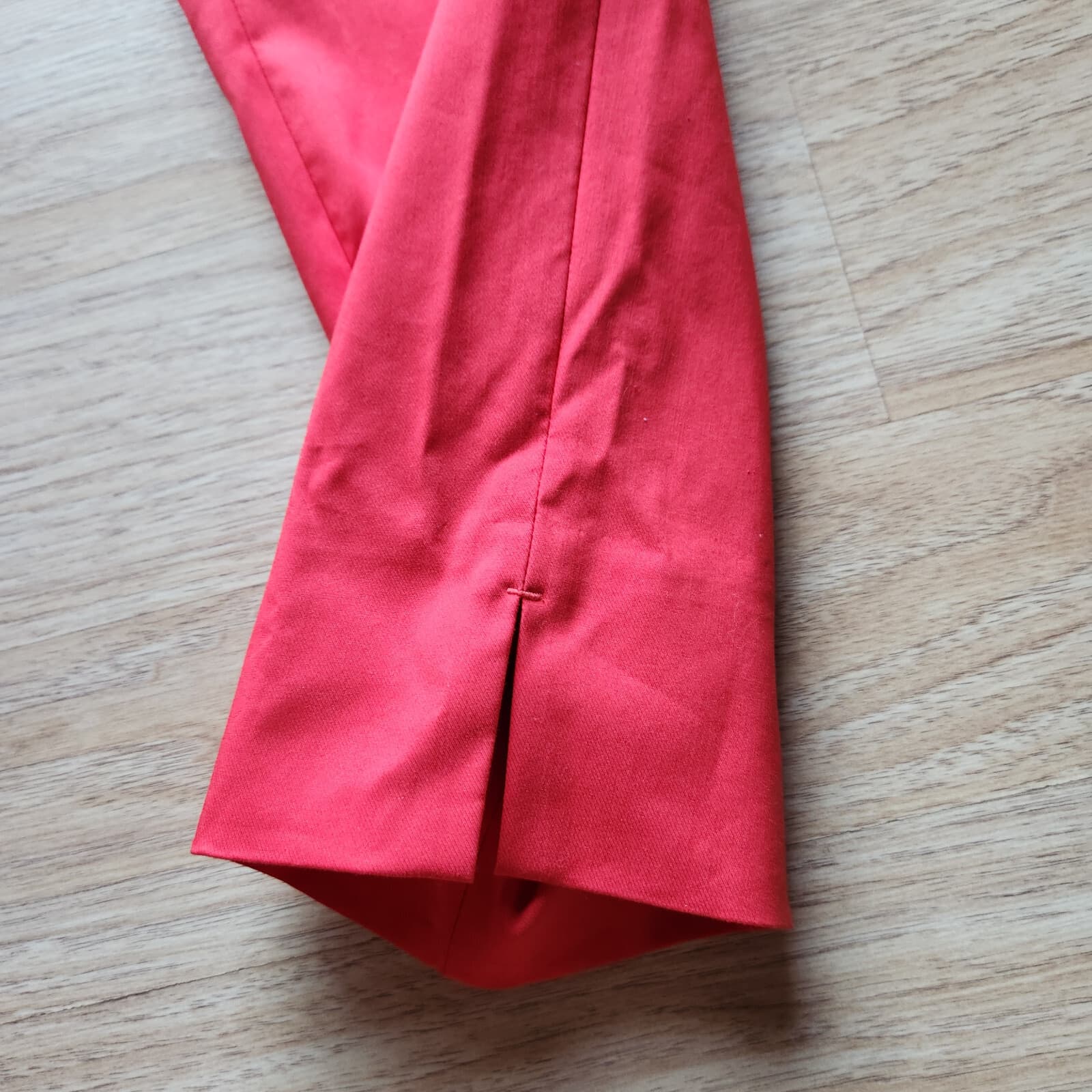 Tory Burch Callie Seamed Crop Pants Slim Slit-Hem Stretch Cotton Blend Red Sz.10 - Thumbnail 4