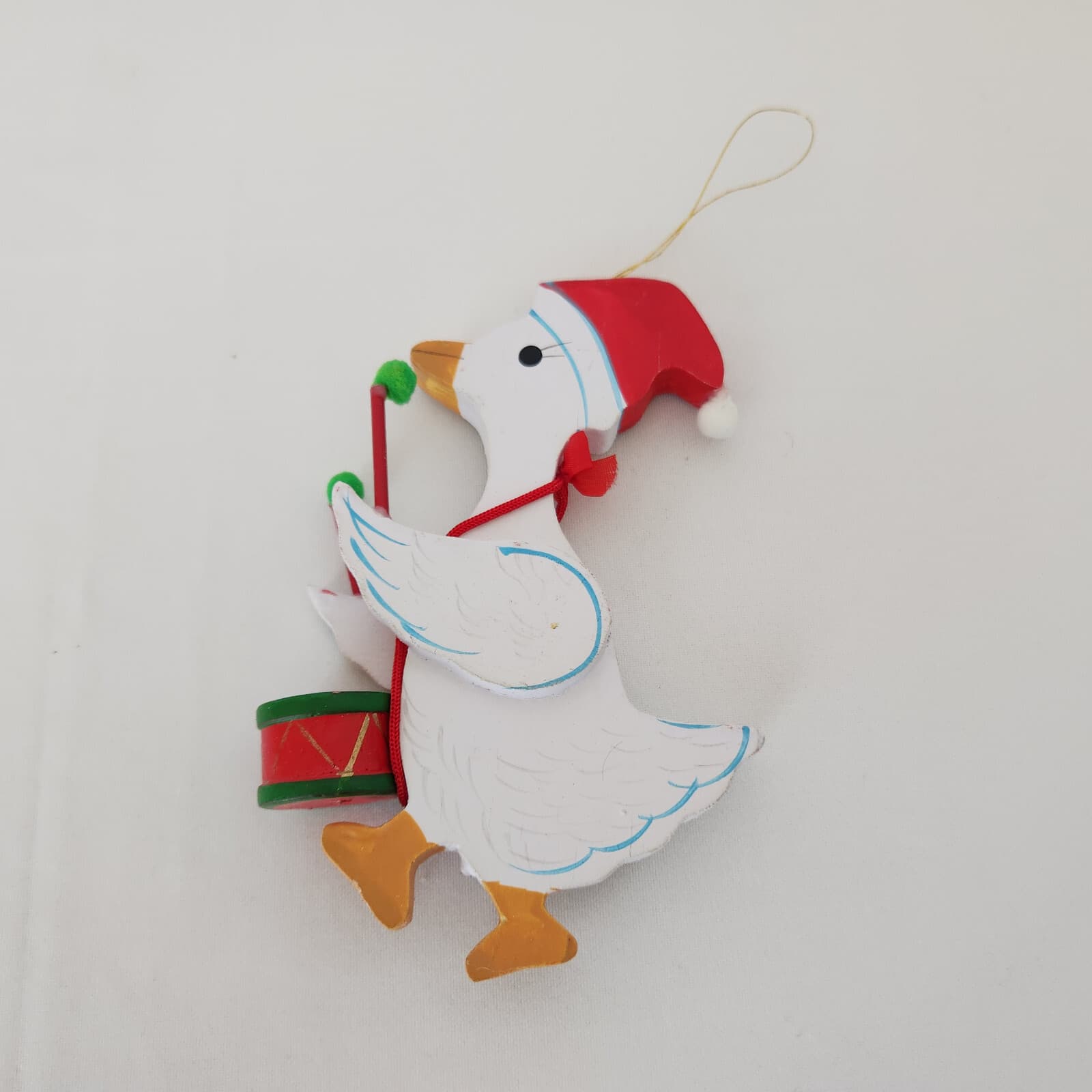 Vintage 2 Piece Flat Wooden Hand Painted Double Side Ducks Christmas Ornaments - Thumbnail 8
