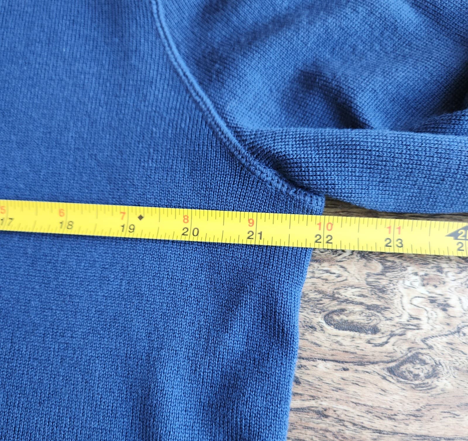 Banana Republic Extra Fine Italian Merino Crew Sweater Elbow Patch Blue Men's L - Thumbnail 10