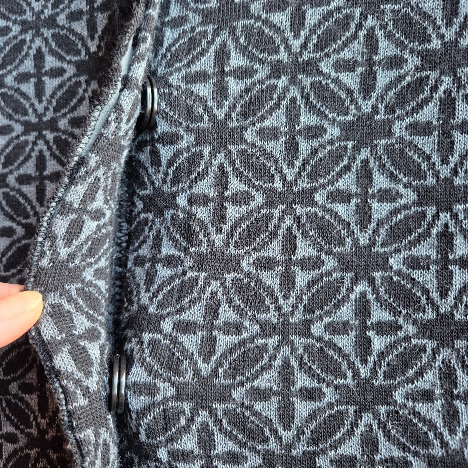 LO.RI. Made in Italy Wool Blend Fair Isle Ruffle Longline Cardigan Dress Women L - Thumbnail 7