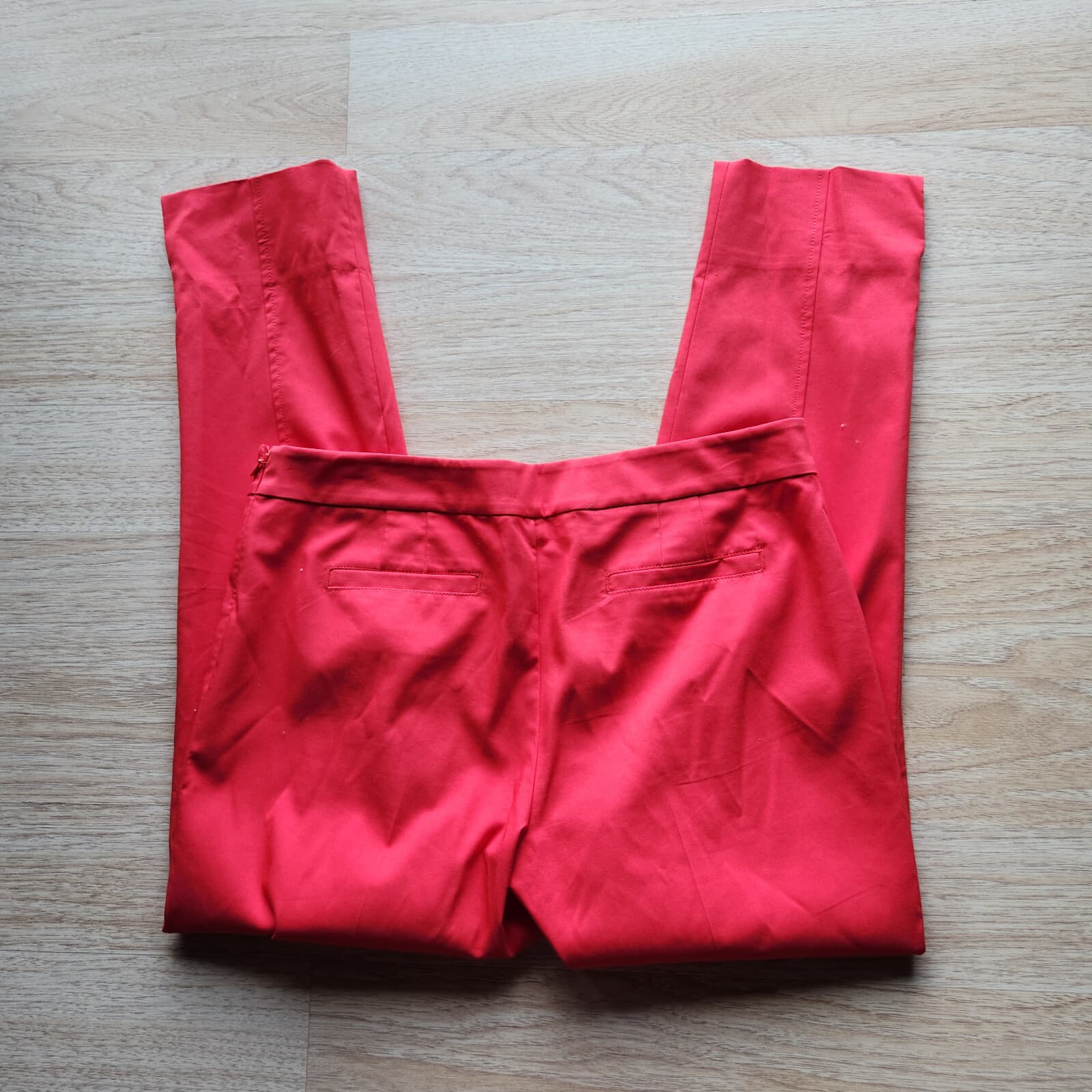Tory Burch Callie Seamed Crop Pants Slim Slit-Hem Stretch Cotton Blend Red Sz.10 - Thumbnail 7
