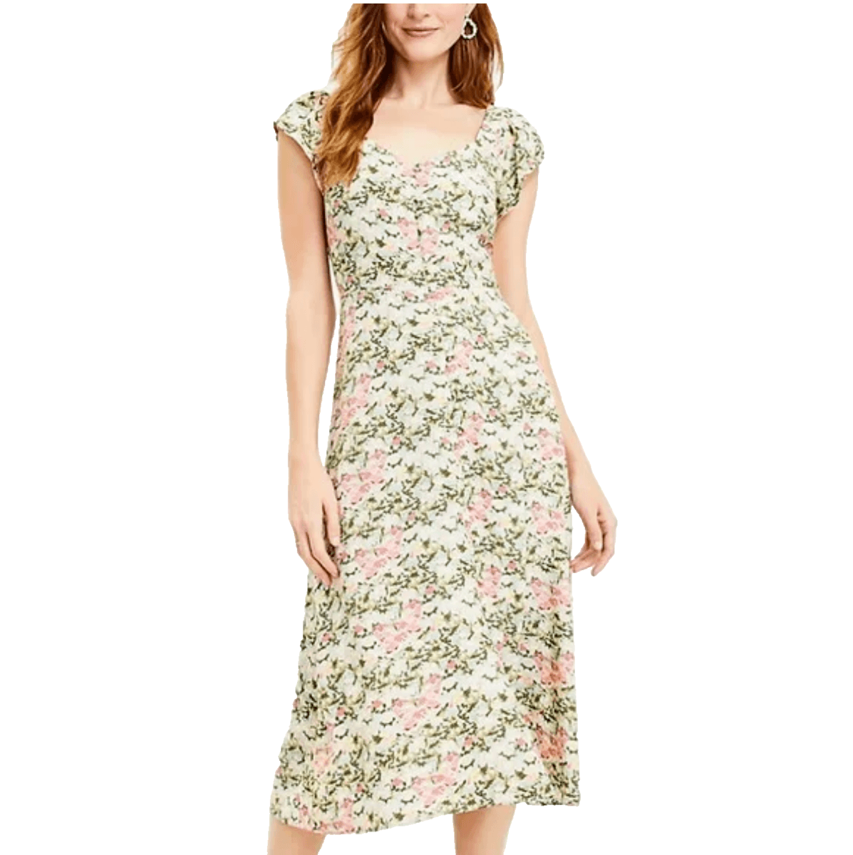 NWT LOFT Floral Button-Front Maxi Shift Dress Cap Sleeve Multicolor Women's 14 - Thumbnail 2