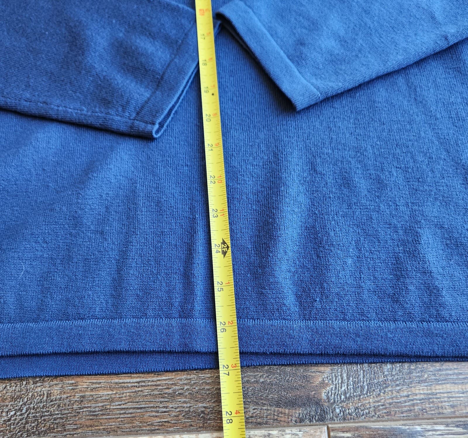 Banana Republic Extra Fine Italian Merino Crew Sweater Elbow Patch Blue Men's L - Thumbnail 9