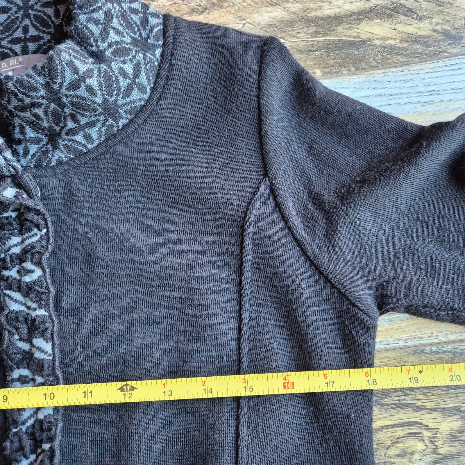 LO.RI. Made in Italy Wool Blend Fair Isle Ruffle Longline Cardigan Dress Women L - Thumbnail 16