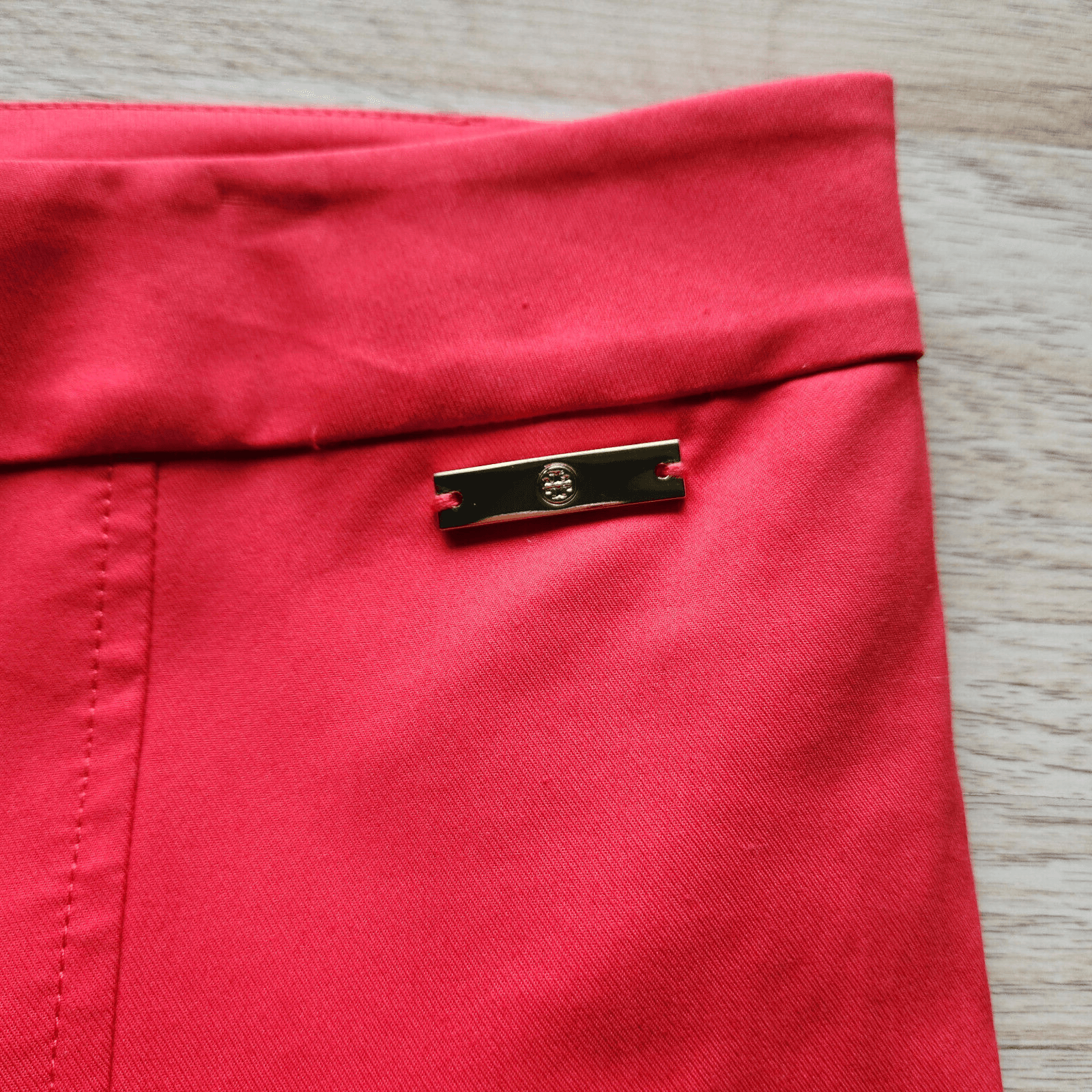 Tory Burch Callie Seamed Crop Pants Slim Slit-Hem Stretch Cotton Blend Red Sz.10 - Thumbnail 5