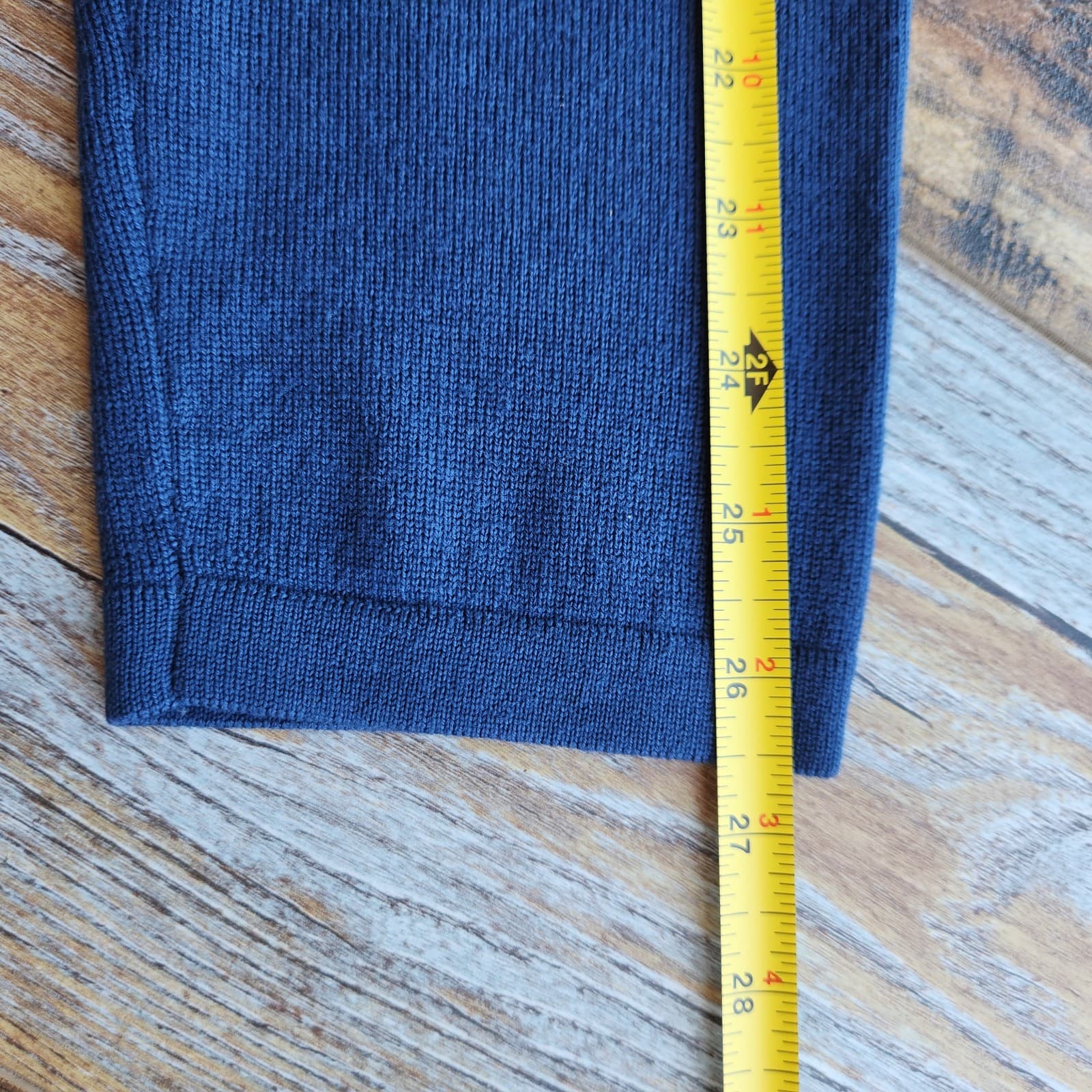 Banana Republic Extra Fine Italian Merino Crew Sweater Elbow Patch Blue Men's L - Thumbnail 11