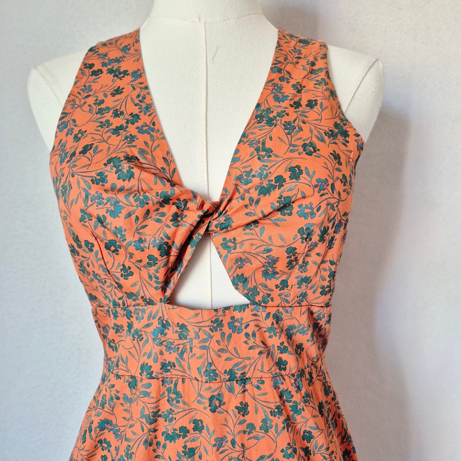 NWT Madewell Stephanie Floral Twist-Front Fit-Flare Midi Dress Sleeveless Sz.00 - Thumbnail 4