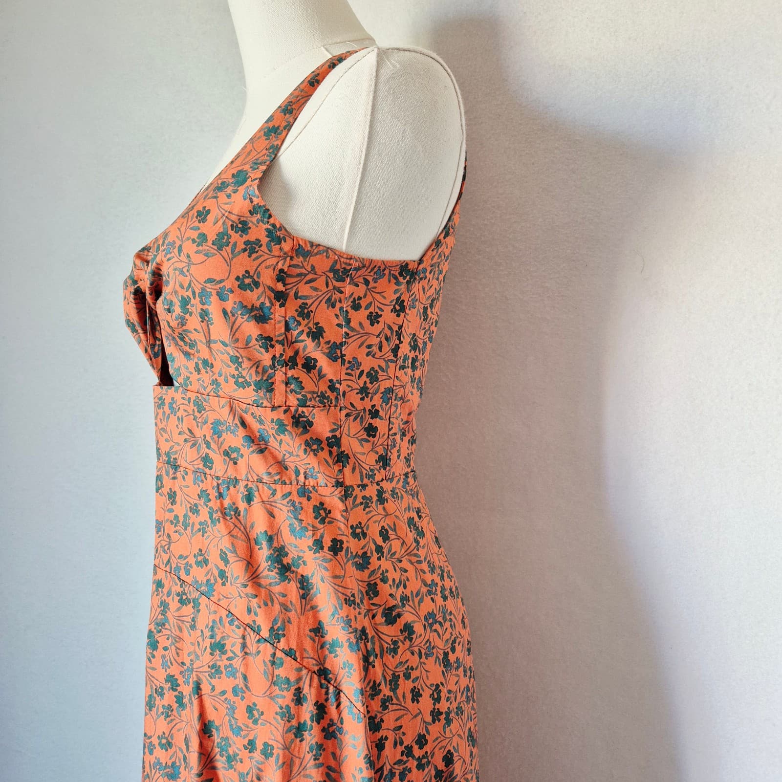 NWT Madewell Stephanie Floral Twist-Front Fit-Flare Midi Dress Sleeveless Sz.00 - Thumbnail 6