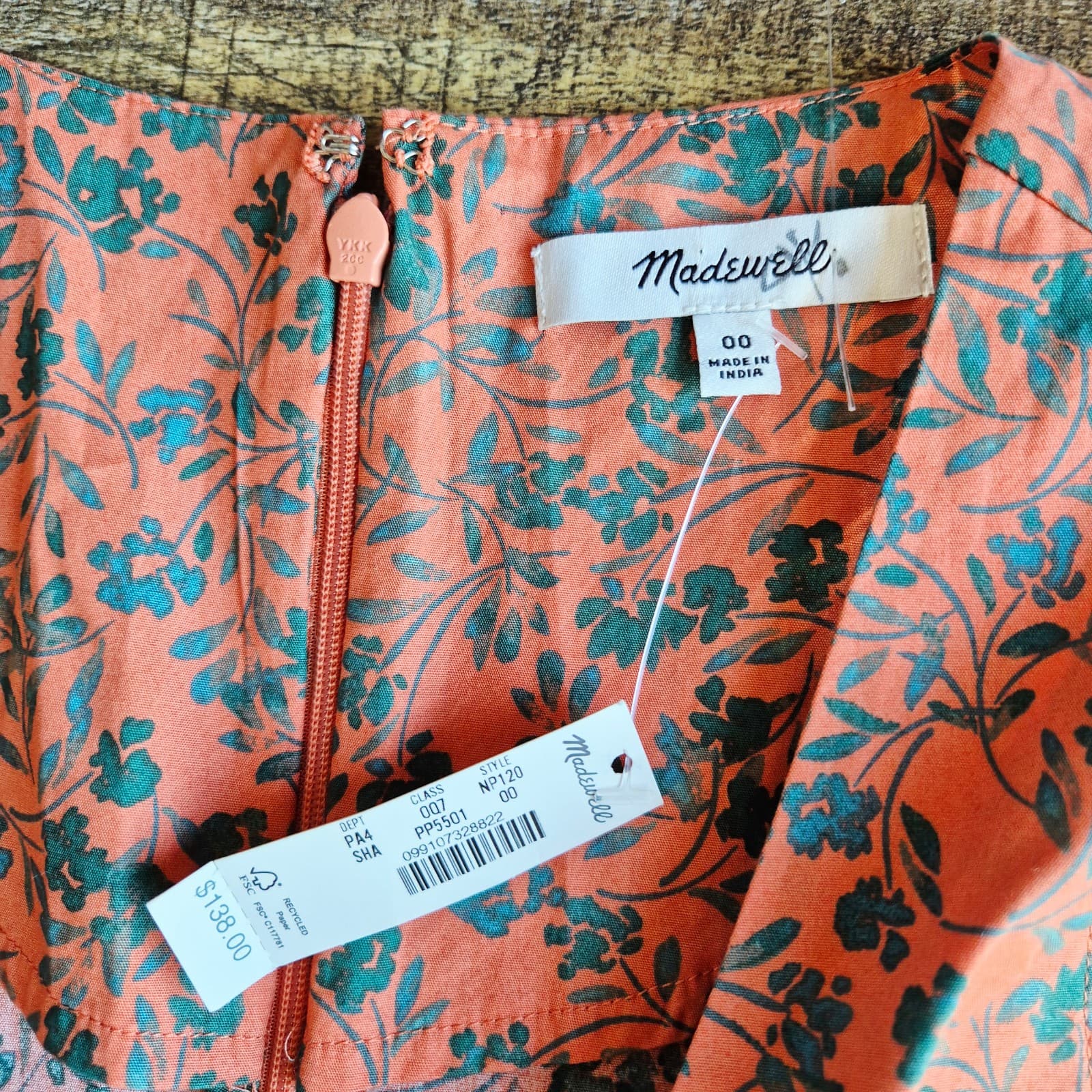 NWT Madewell Stephanie Floral Twist-Front Fit-Flare Midi Dress Sleeveless Sz.00 - Thumbnail 9