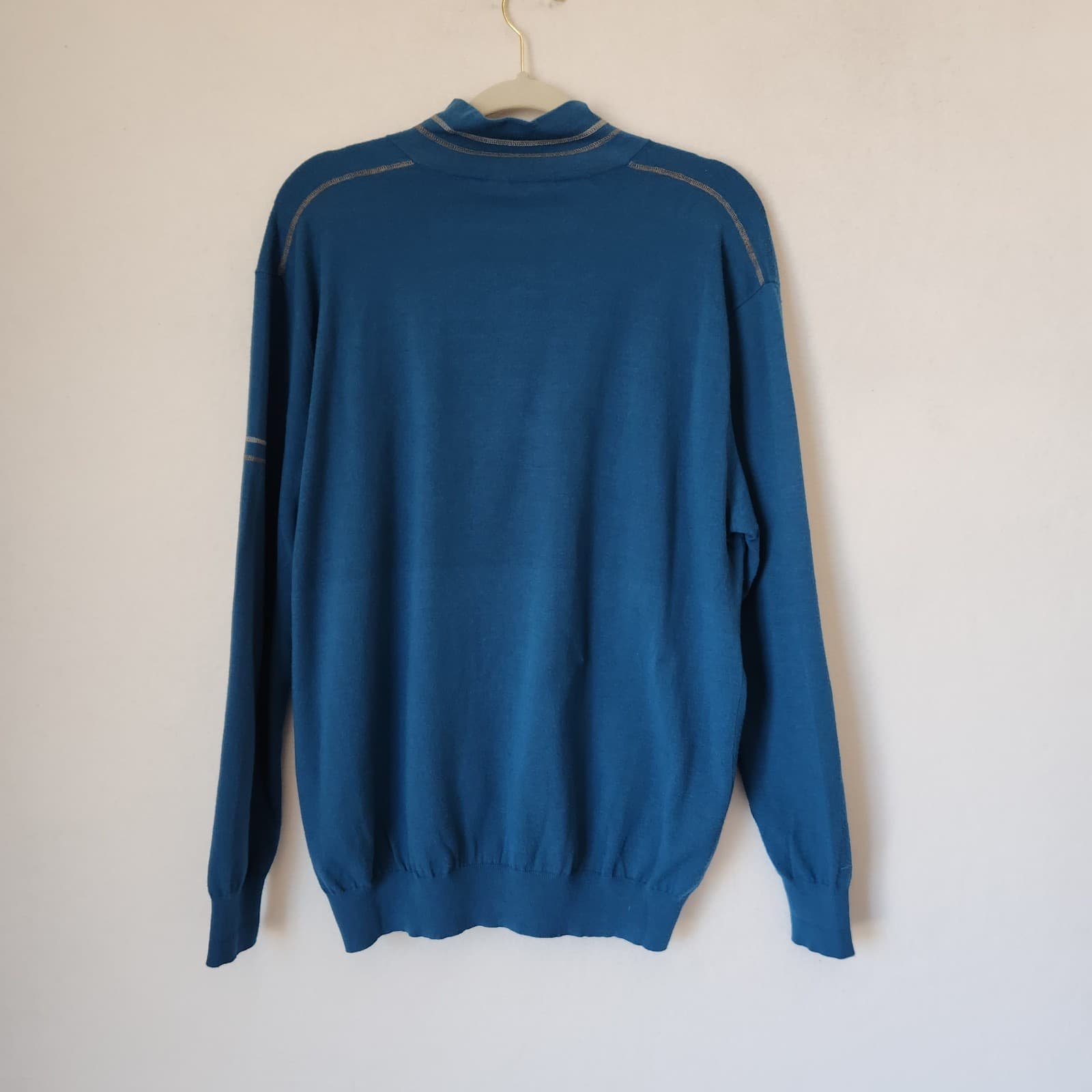 Ermenegildo Zegna Sport 1/4 Zip Mock Neck Pullover Sweater Viscose Blue Men's XL - Thumbnail 4