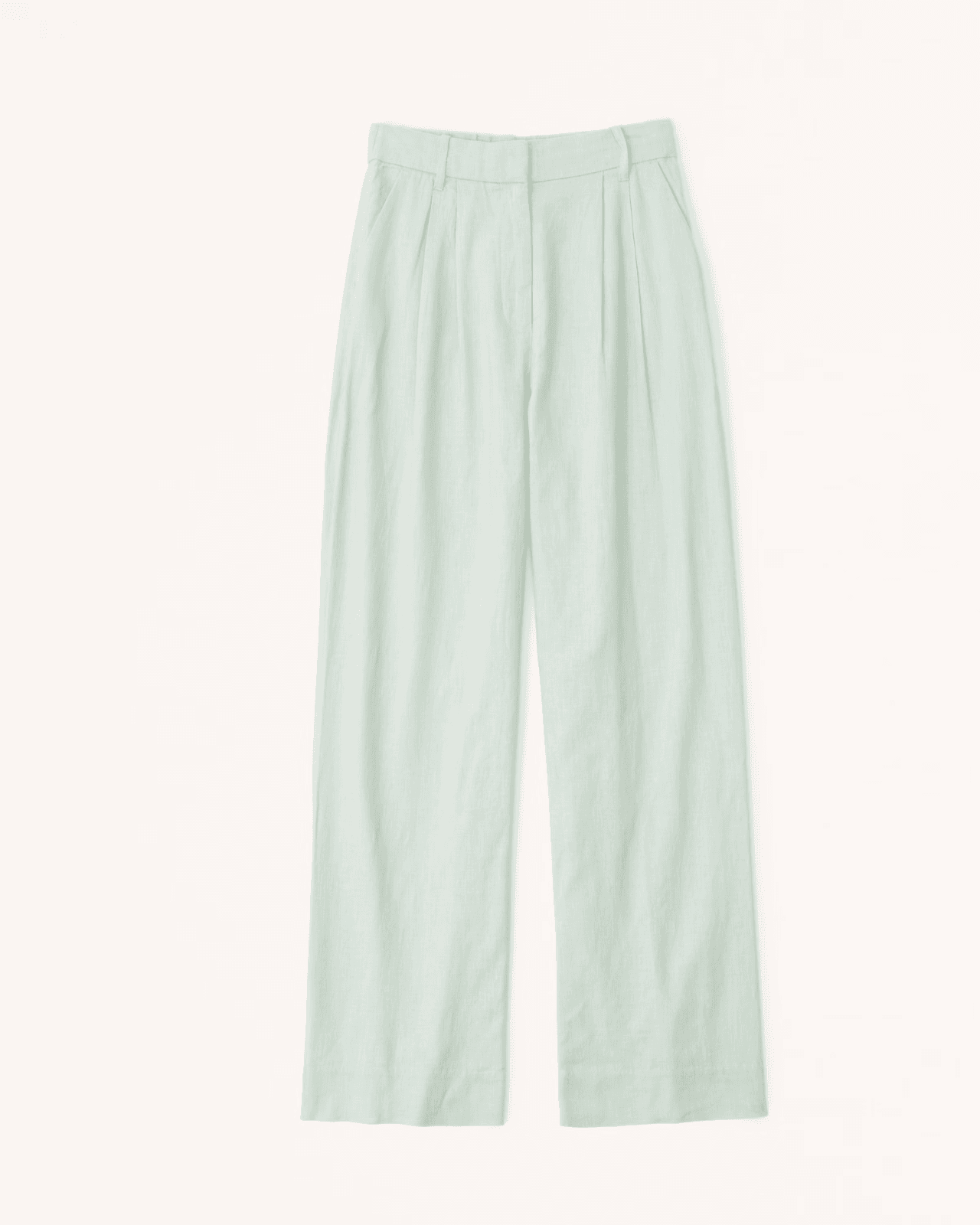 NWoT Abercrombie & Fitch Linen-Blend Tailored Wide Leg Pleated Pants Green Sz.XS - Thumbnail 4