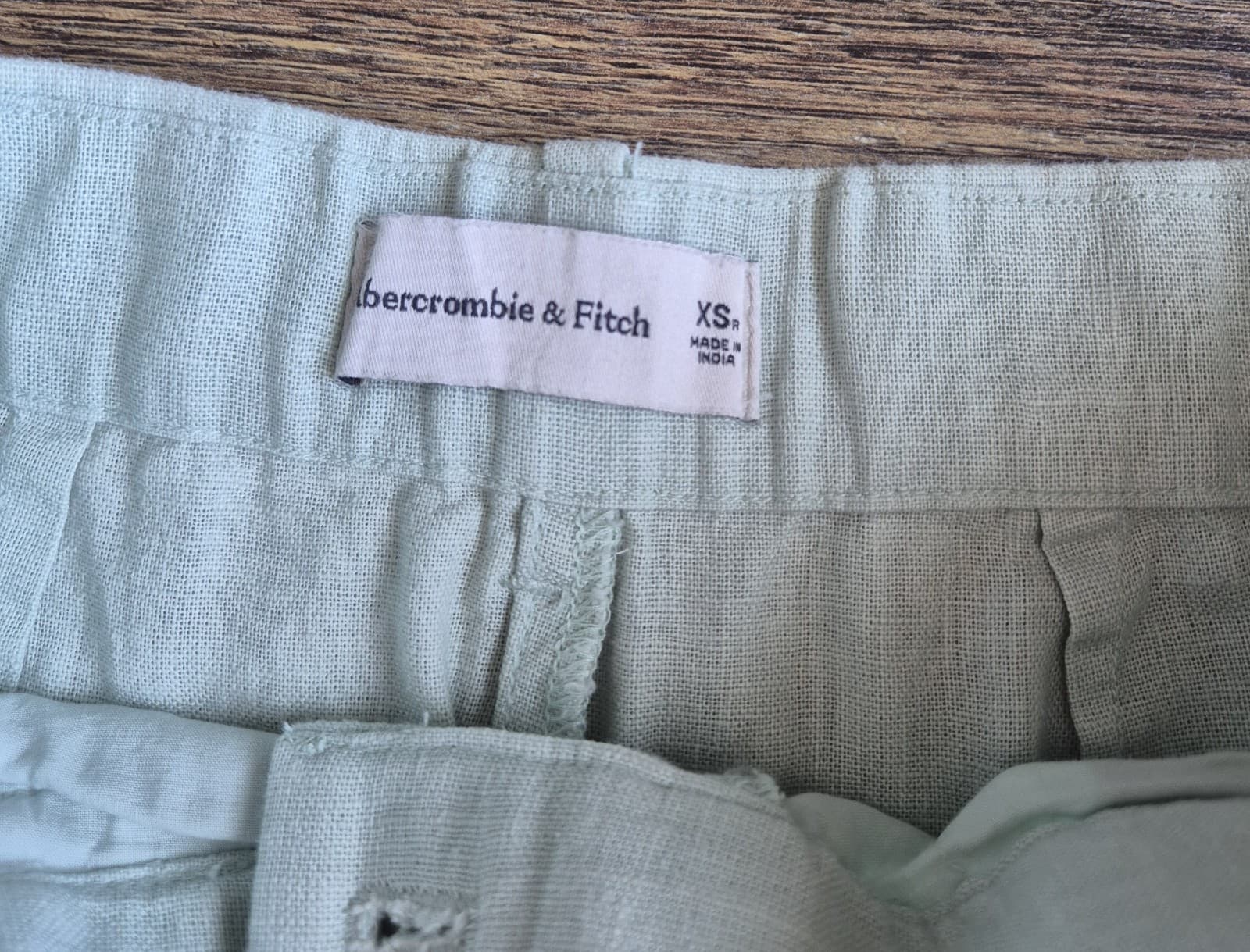 NWoT Abercrombie & Fitch Linen-Blend Tailored Wide Leg Pleated Pants Green Sz.XS - Thumbnail 10