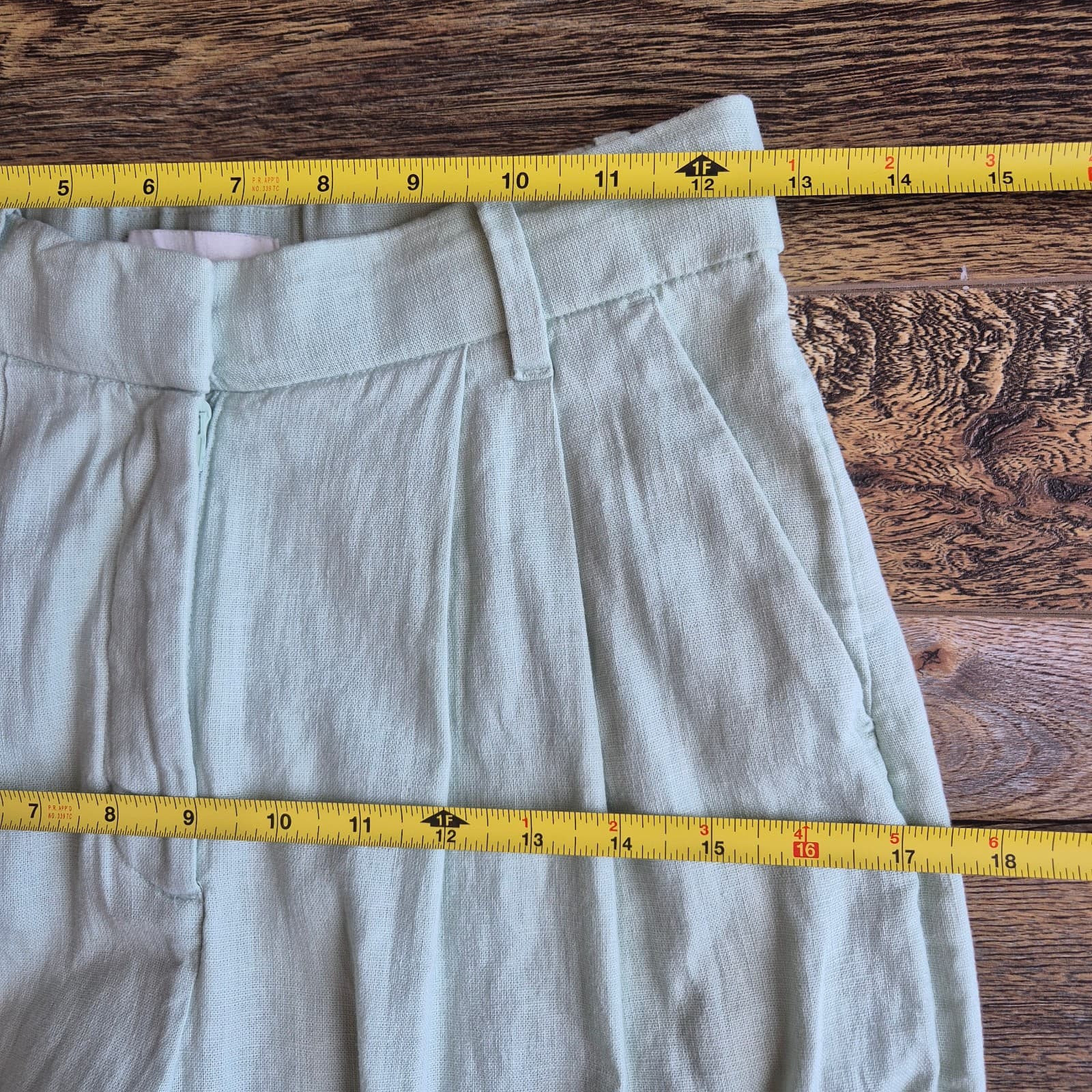 NWoT Abercrombie & Fitch Linen-Blend Tailored Wide Leg Pleated Pants Green Sz.XS - Thumbnail 13