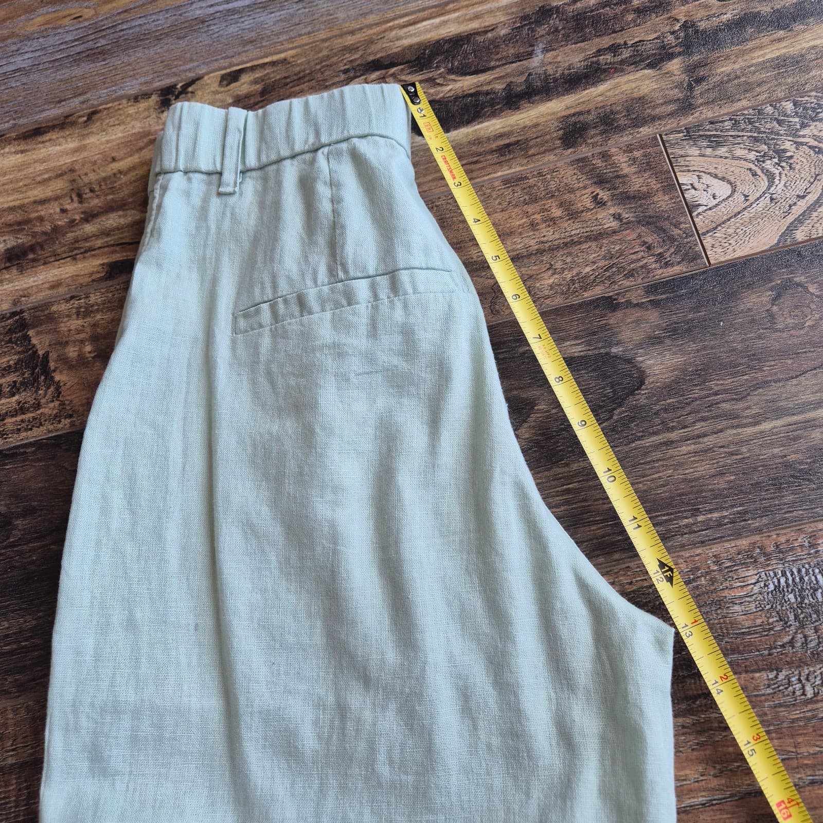 NWoT Abercrombie & Fitch Linen-Blend Tailored Wide Leg Pleated Pants Green Sz.XS - Thumbnail 15