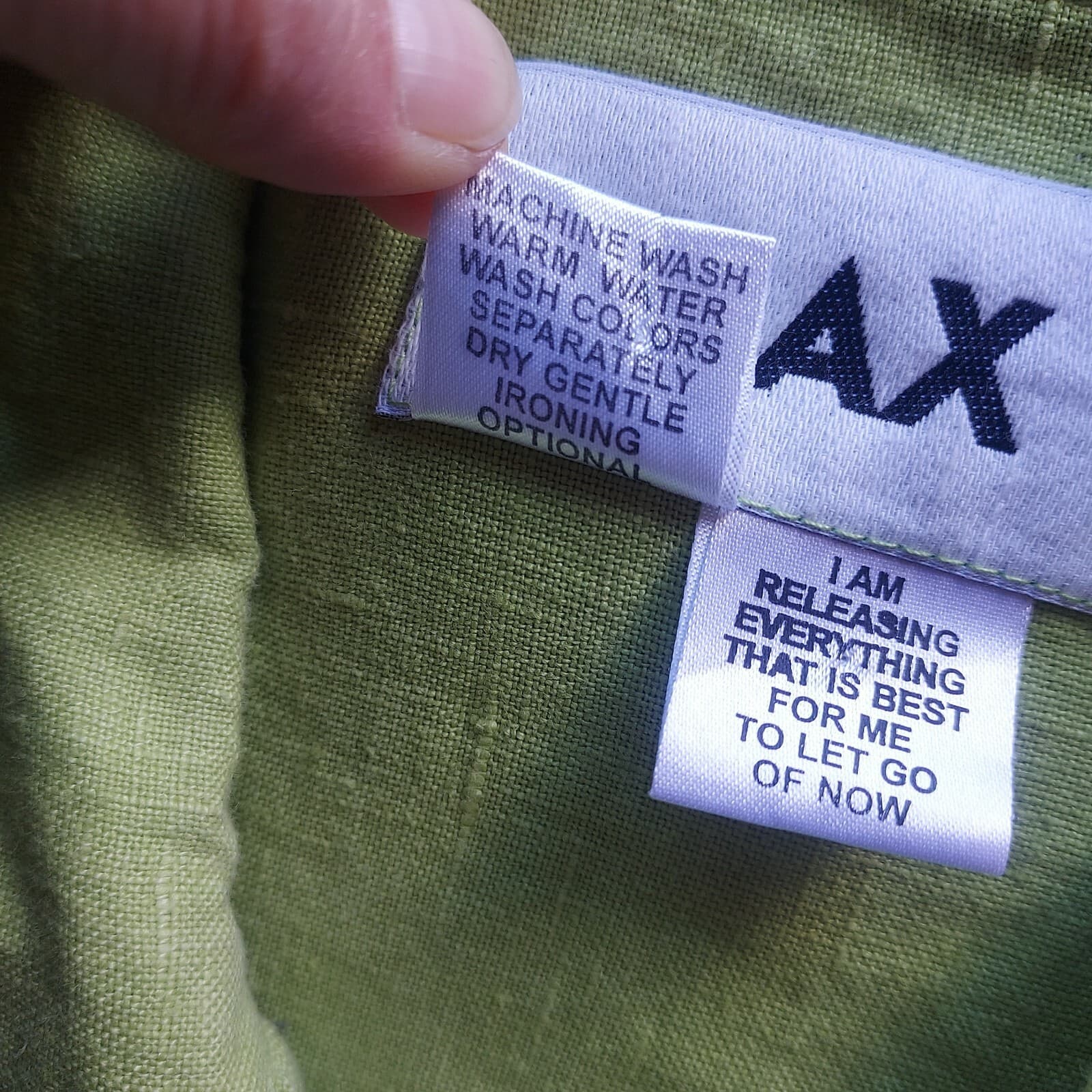 FLAX 100%Linen Tunic Top Shirt Pearl Button Long Sleeve Pocket Green Women M USA - Thumbnail 7