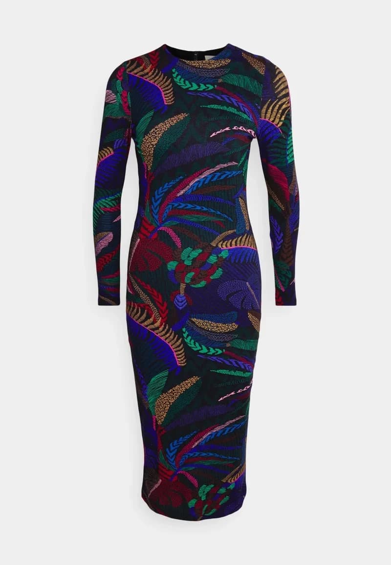 NWT Farm Rio Amazonia Night Long Sleeve Midi Bodycon Dress Stretch Knit Womens S - Thumbnail 7