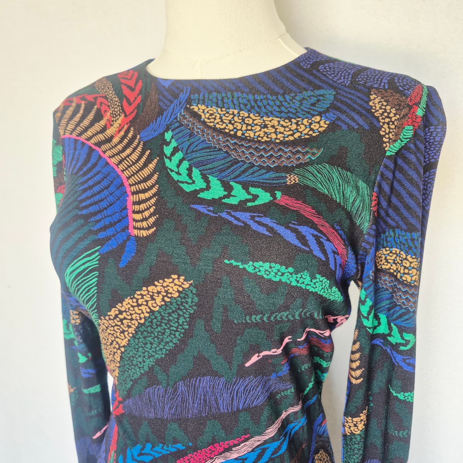 NWT Farm Rio Amazonia Night Long Sleeve Midi Bodycon Dress Stretch Knit Womens S - Thumbnail 9