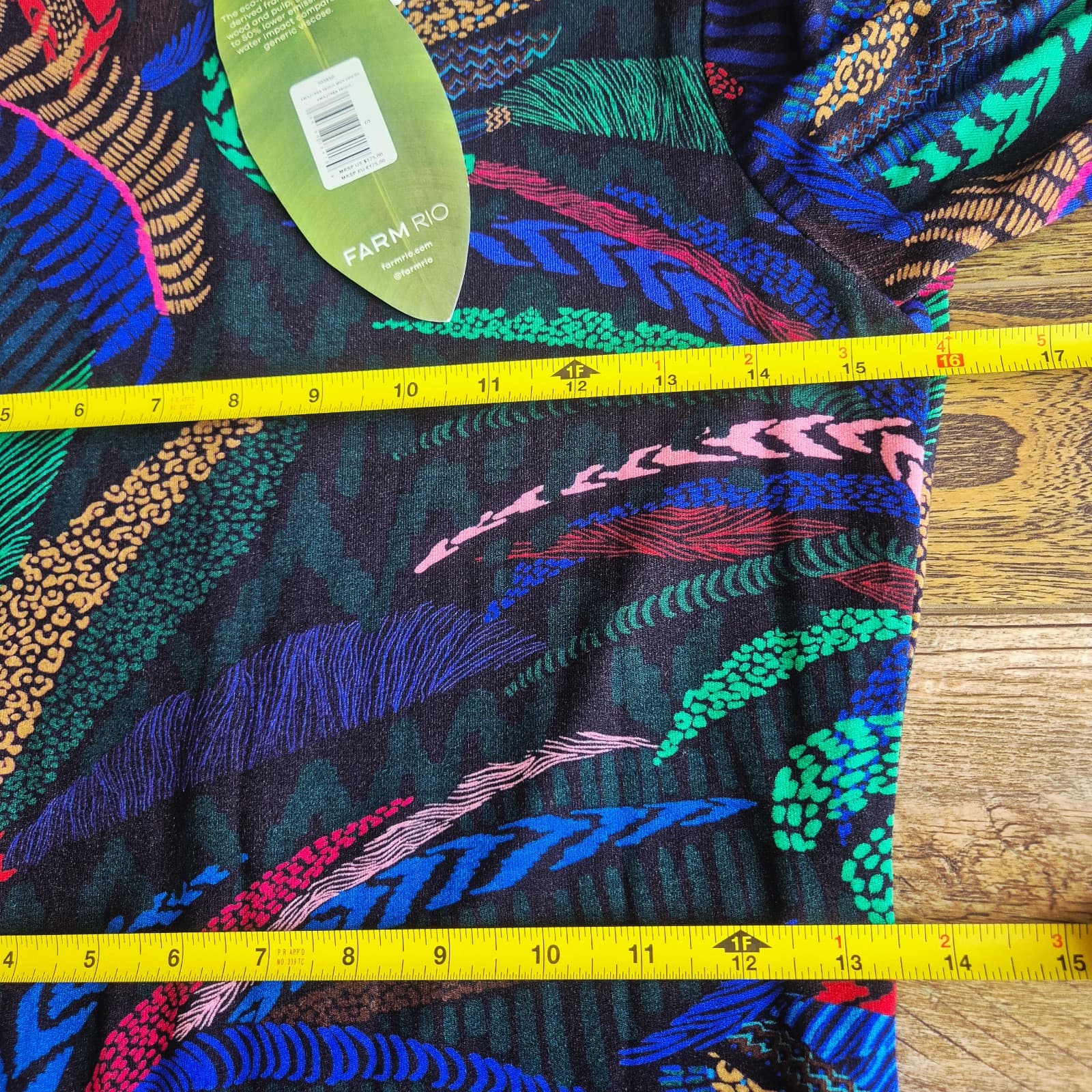 NWT Farm Rio Amazonia Night Long Sleeve Midi Bodycon Dress Stretch Knit Womens S - Thumbnail 15